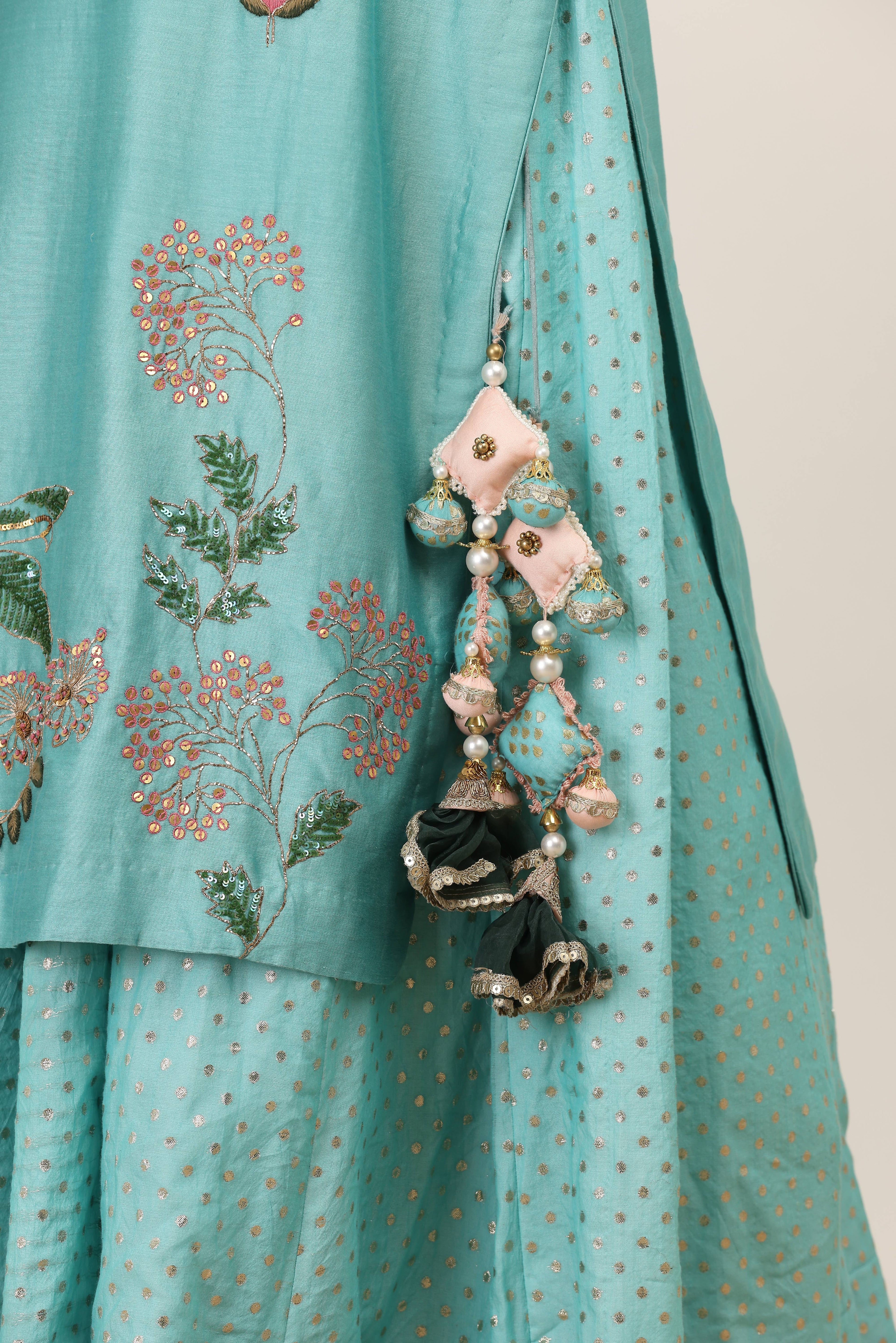 Aqua Rose Pink Kurta Lehenga Set