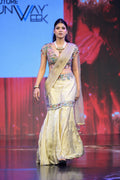 Ivory Pre-Draped Saree with Fish Cut Skirt