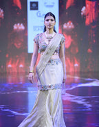 Ivory Pre-Draped Saree with Fish Cut Skirt