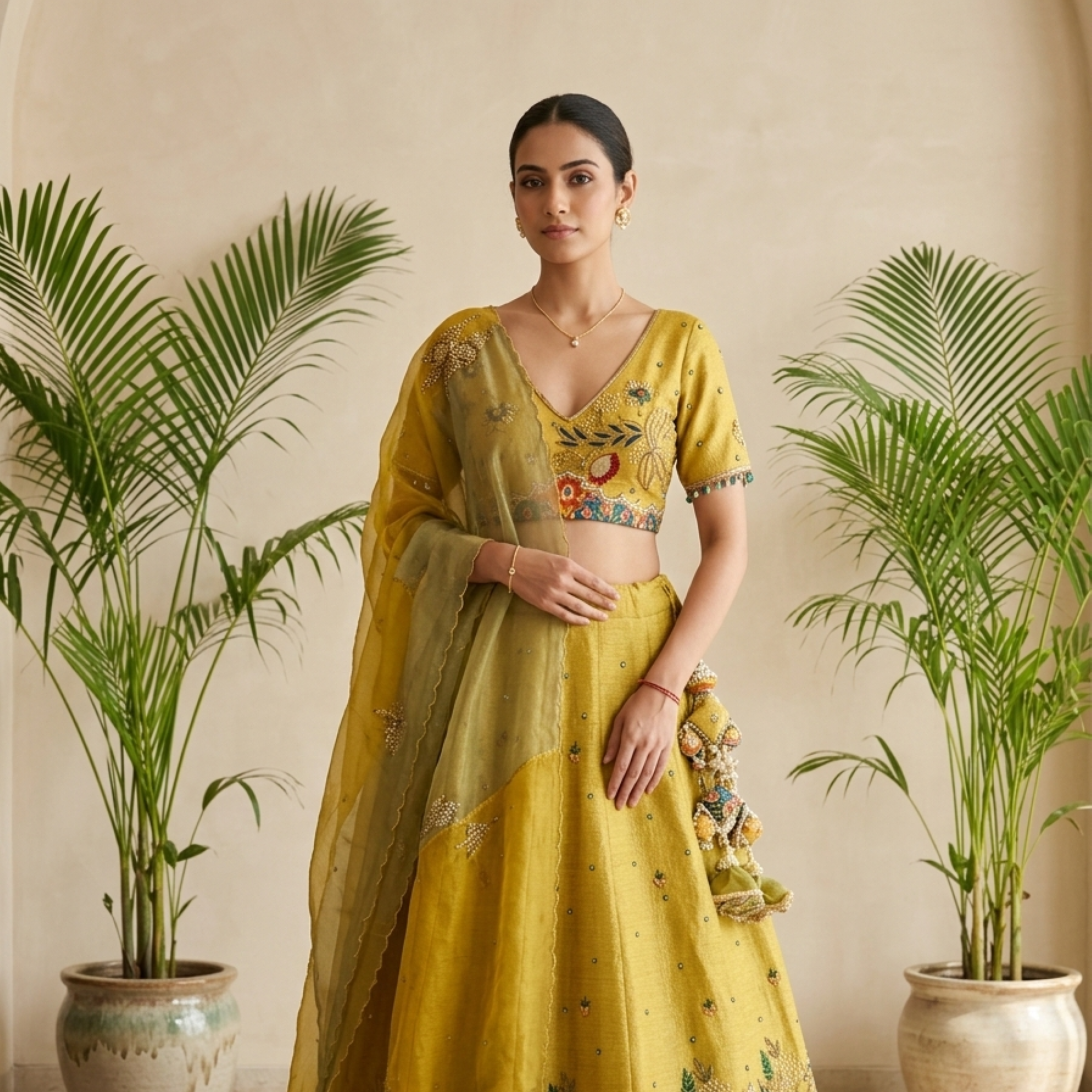 Mustard Yellow Patola lehenga Set